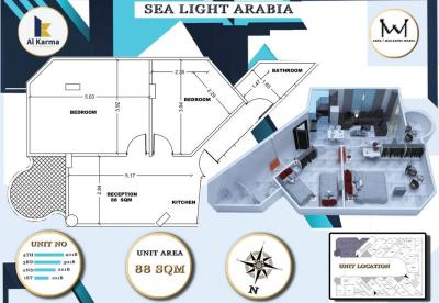 Studios und Wohnungen im Sea Light Arabia Komplex. 1 Jahr Zahlungsplan. Sofortige Lieferung mit 60 % Anzahlung